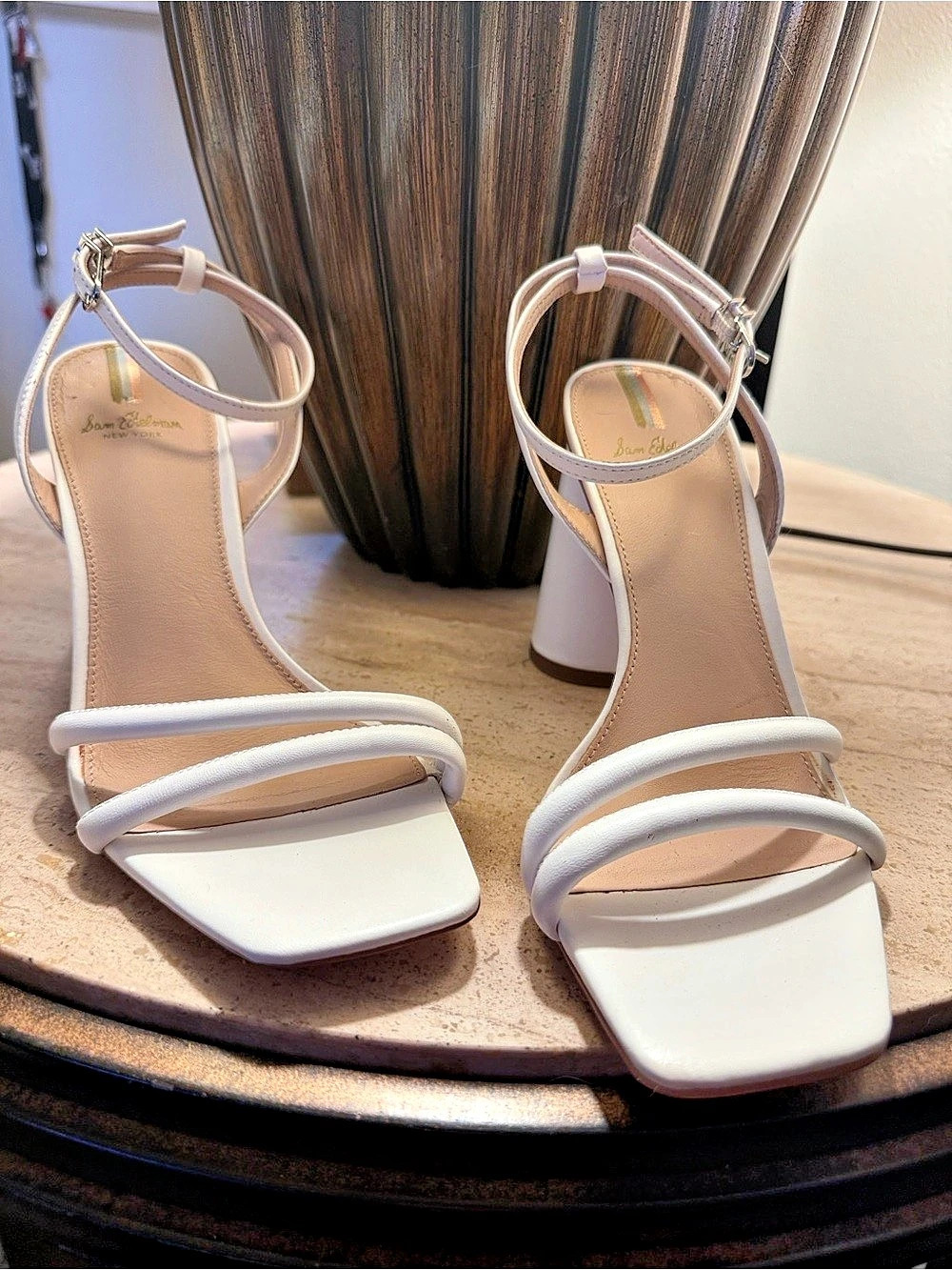 Sam Edelman White Kia Block Heels
